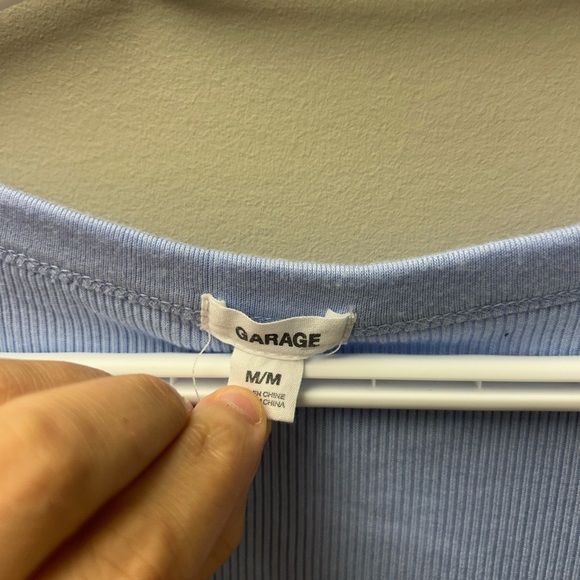 Garage Blue Ribbed Long Sleeve Scoop Neck Top - Picture 4 of 4